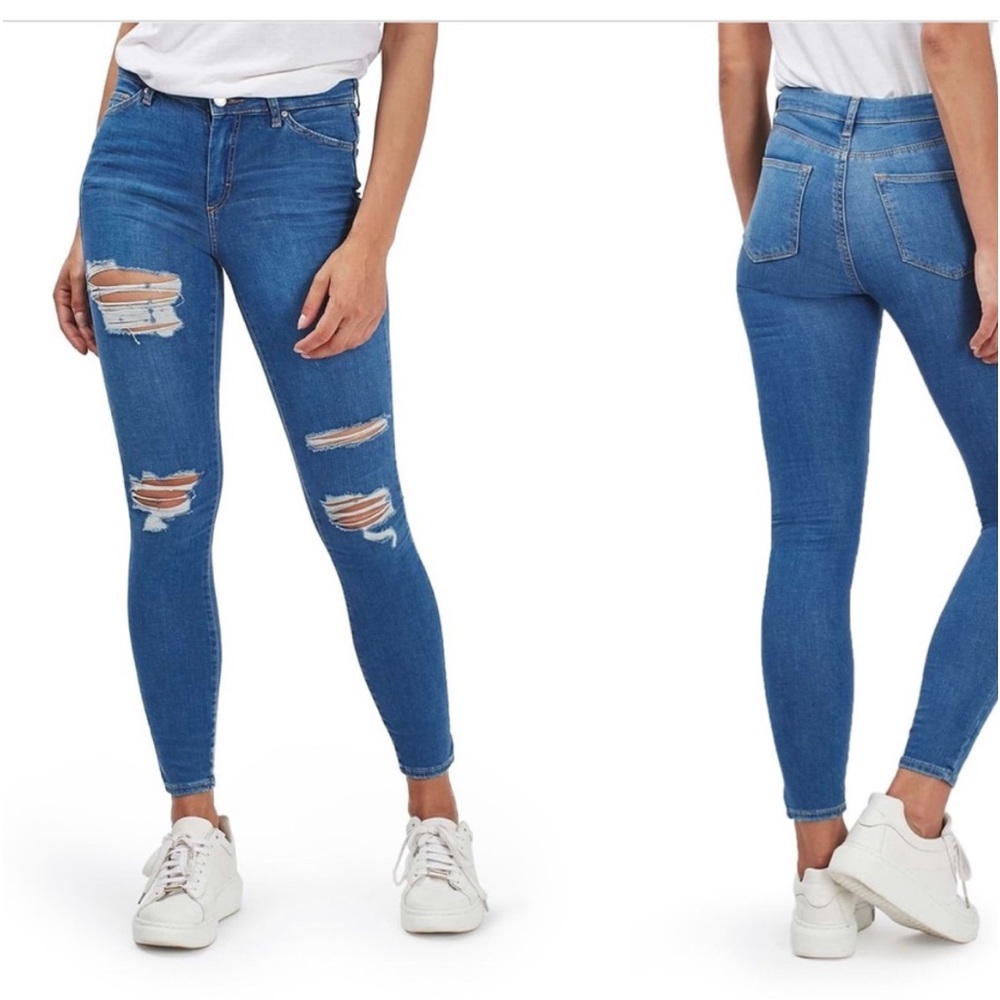 Top shop Leigh Moto Super Ripped Ankle Skinny Jeans